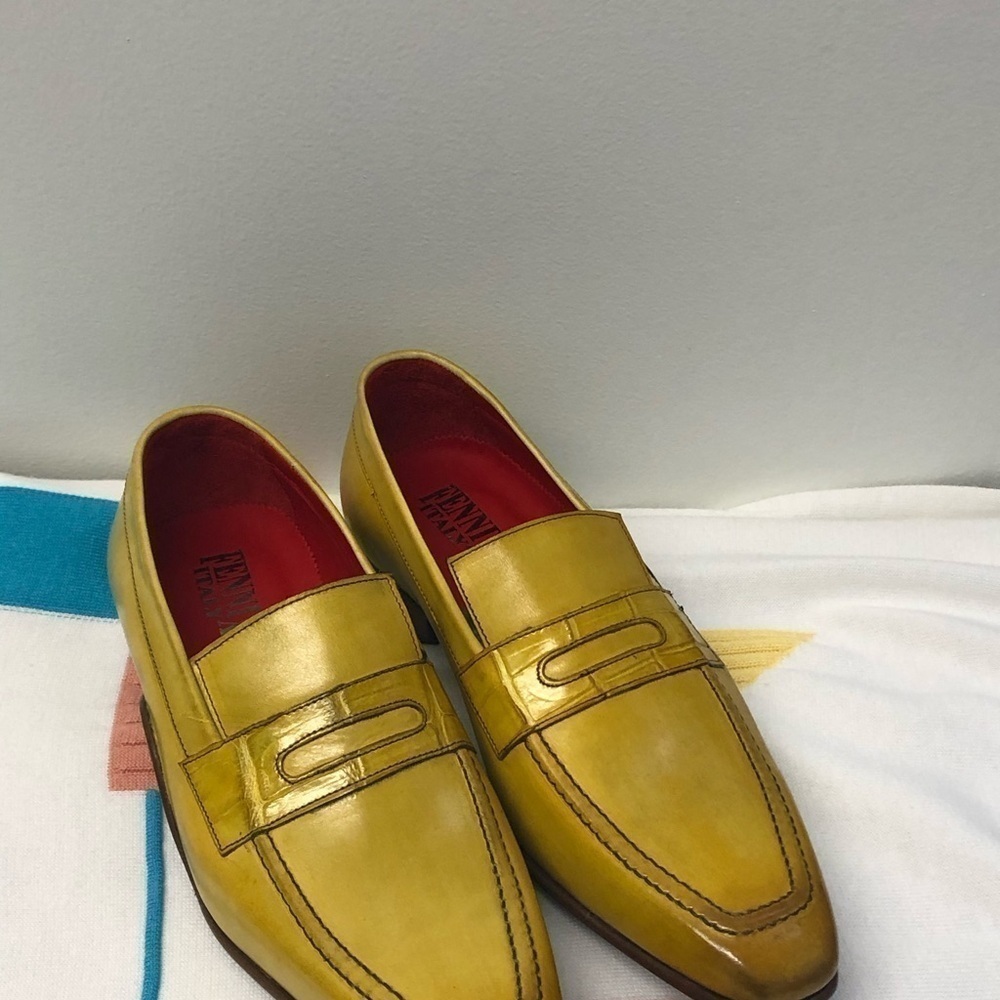 Fennix Italy  shoe mustard calfskin/alligator
